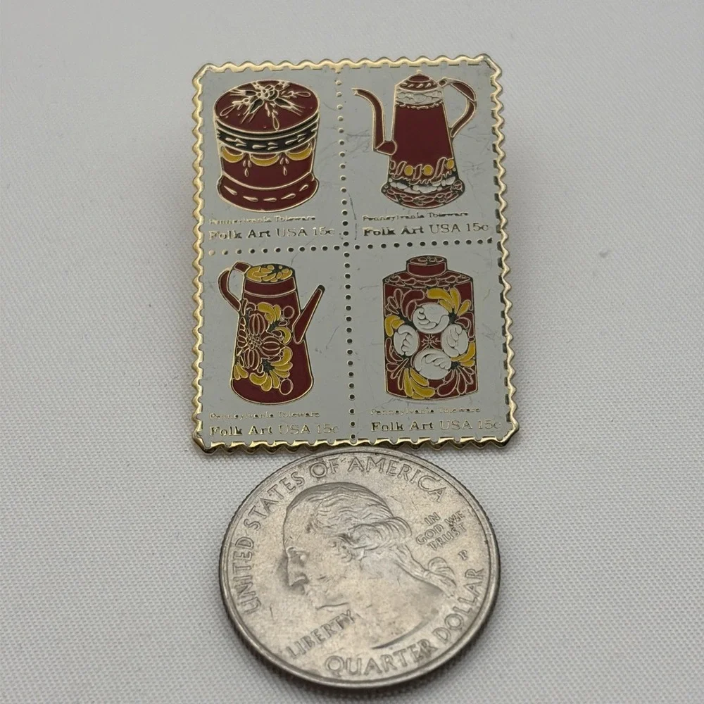 USPS‎ United States Postal Service Stamp Folk Art Lapel Hat Pin